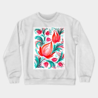 Pink Bloom Watercolor Painting Crewneck Sweatshirt